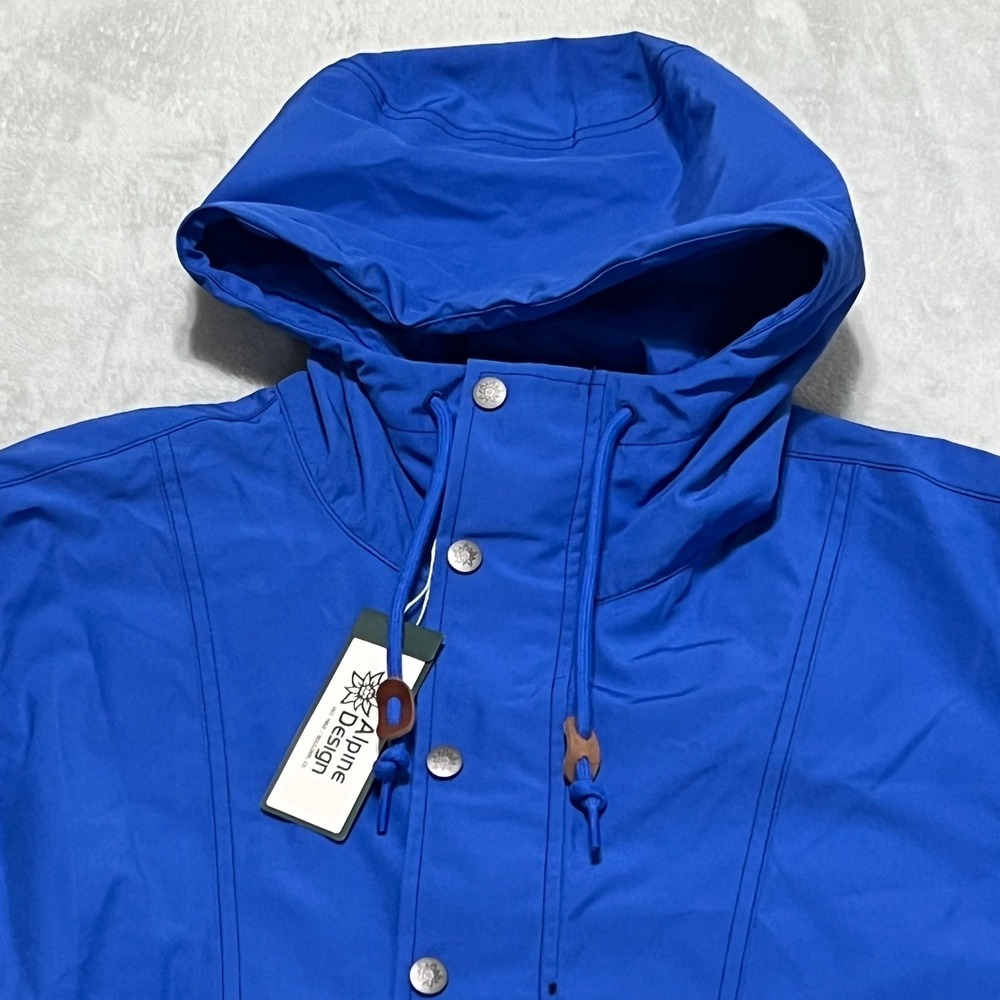 Alpine Design Anorak Pullover Jacket Mens L Blue Hooded Wind Water Resistant NWT - Picture 2 of 11